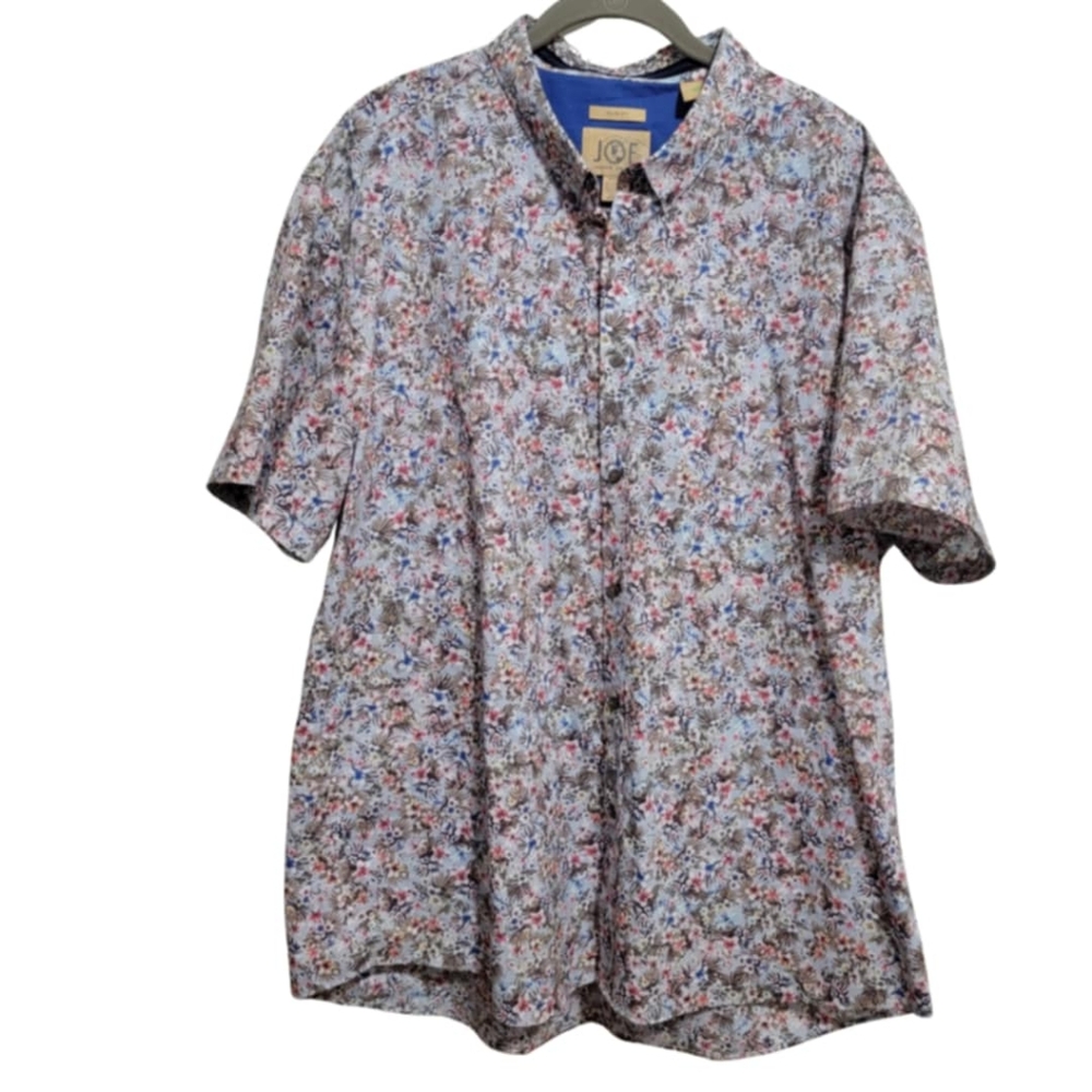 Joseph Abboud Floral Mens XXL Slim Fit Spread Collar Cotton Blend Shirt